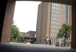 The Main Library at a glance - angled view from the Student Center