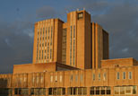 Early evening view from behind the Main Library