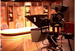 Camera one stands ready for PBS 45 & 49's NewsNight Akron in Teleproductions' Studio A.