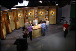 Final preparations are made before taping PBS 45 & 49's NewsNight Akron in Teleproductions' Studio A.