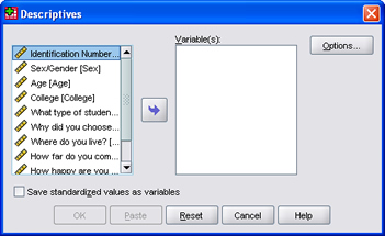 SPSS 17.0 Descriptives 2