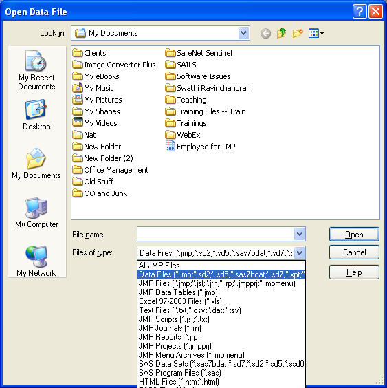 JMP Importing 1