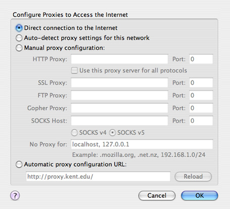 Unproxy screenshot for Mac  Firefox