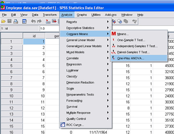 SPSS 17.0 One Way ANOVA 1