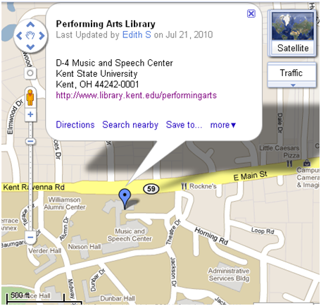 Performing Arts Library on Google Maps