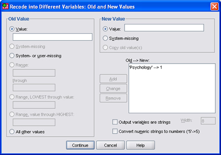 SPSS 17.0 Recoding Variables 10