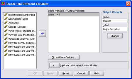 SPSS 17.0 Recoding Variables 6