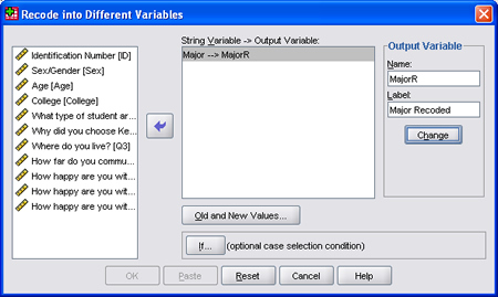 SPSS 17.0 Recoding Variables 7