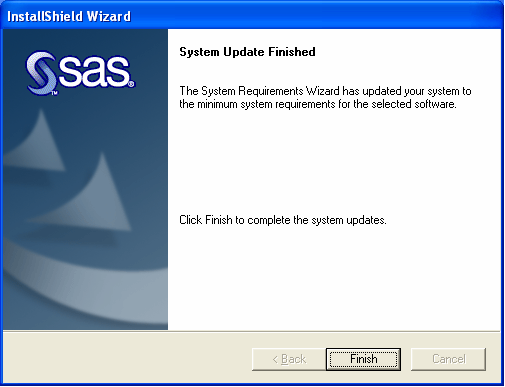 SAS System Update Finished