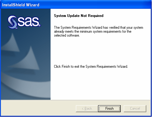 SAS System Update Not Required