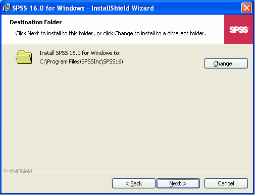 SPSS Destination Folder