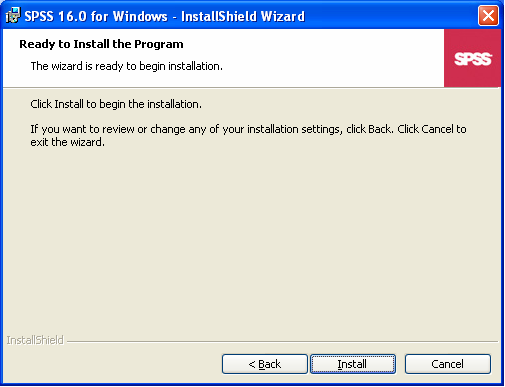 SPSS Ready to Install the Program