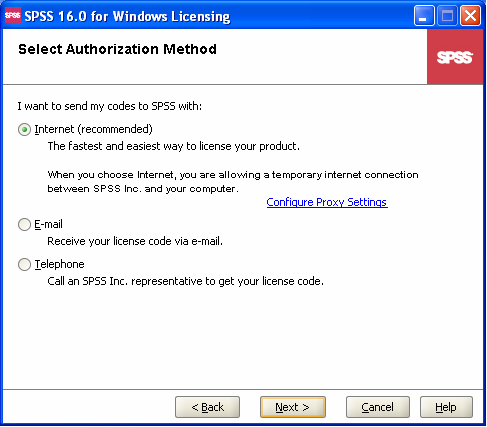 SPSS Select Authorization Method