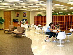 Study Area - 2nd floor Library, near Periodicals; Students using newly remodeled quiet study area