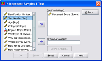 SPSS 17.0 t-test 2
