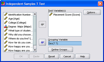 SPSS 17.0 t-test 3