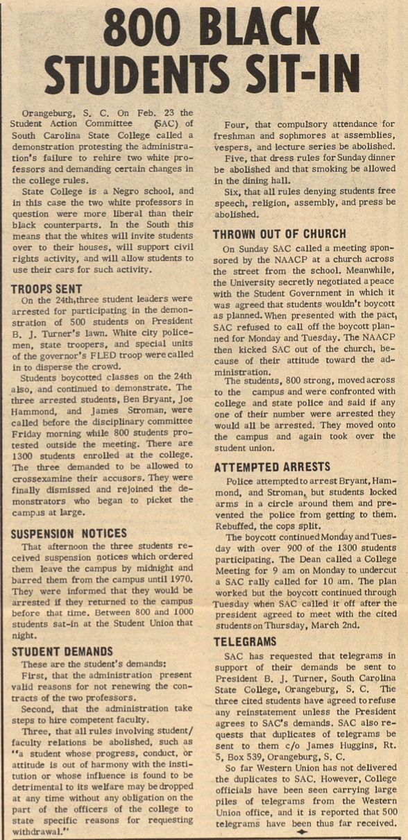 800 Black Students Sit-In article