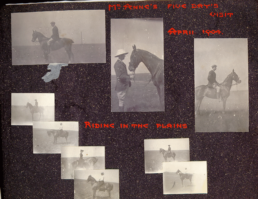 Page 15 of the photo album. Caption: "Riding in the Plains."