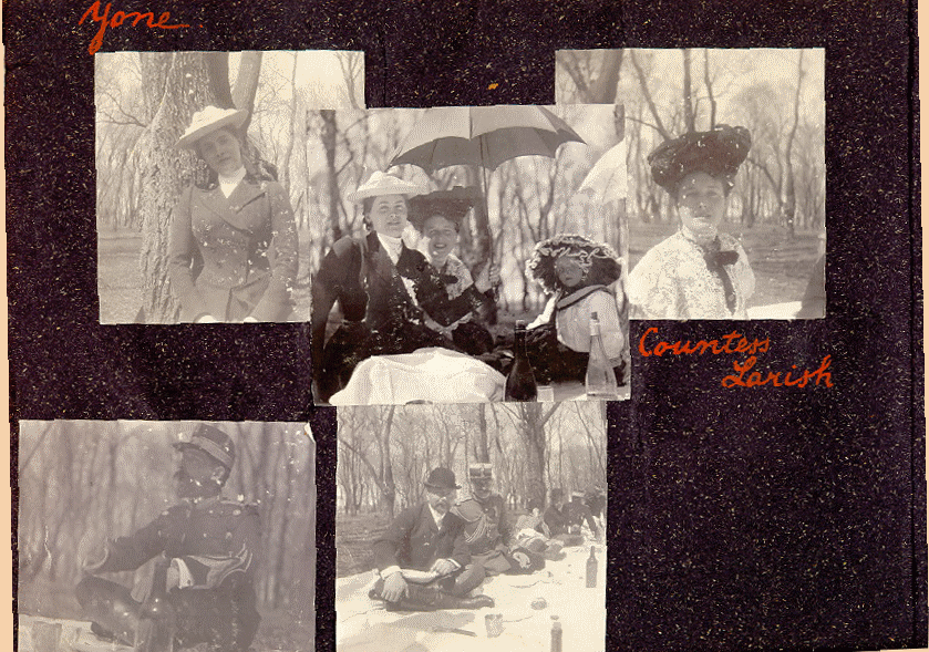 Page 4 of the album. Includes 5 pictures of people on a picnic.